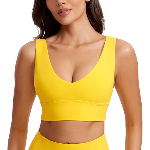 CRZ YOGA Butterluxe Womens V-Neck Longline Sports Bra - Wireless