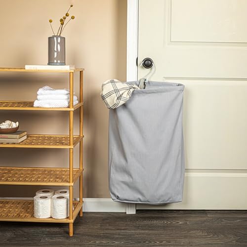 Household Essentials Door Hanging Laundry Bag, Washable Canvas Bag with Loop Handle, Holds Two Loads of Laundry, Great for Dorms and Small Spaces, Grey by Household Essentials - Image 3