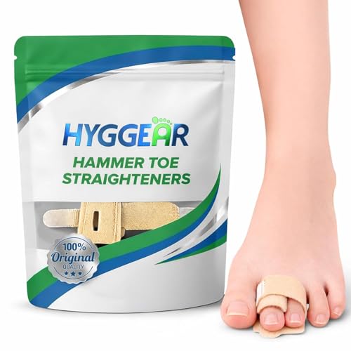 Hyggear Hammer Toe Straightener for Women & Men - Toe Splint Wrap with Removable Aluminum Support for Crooked & Overlapping Toes - Adjustable Toe Corrector Brace for Comfort & Support (1 Piece)