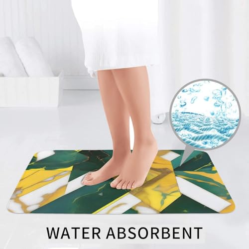 Tapis de bain antidérapants marbre jaune vert Lot de 3 absorbants - 7