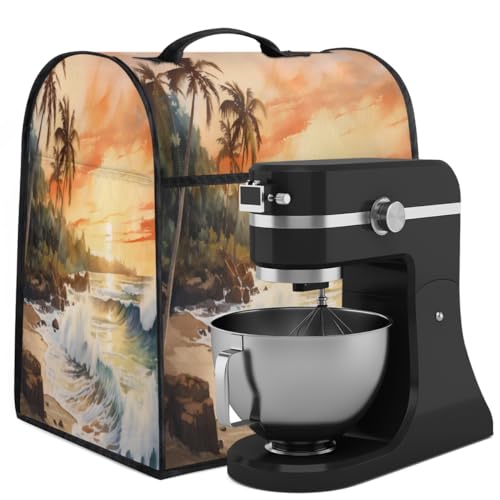 Coffee Maker Cover Watercolor Beach Ocean Kitchen Appliance Covers Small Appliance Covers Blender Cover Juicer Cover Dust Covers for Kitchen Appliances with Top Handle and Pockets,Washable,C965