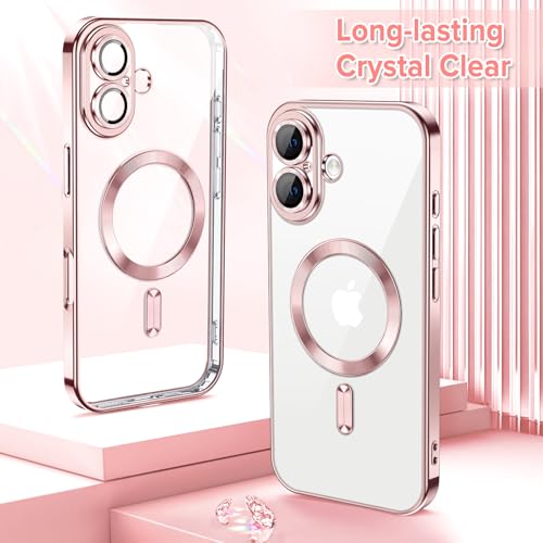 Coque iPhone 17 transparente rose anti-choc et anti-rayure d'objectif compatible MagSafe - 2