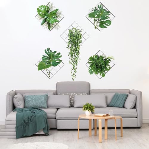 Teokantz 3D Wandaufkleber Pflanzen Set - 5 Stück Wandtattoo Pflanzen Grün, 3D Wandsticker Pflanzen, Wandtattoo Selbstklebend für Wohnzimmer Schlafzimmer – Bild 5