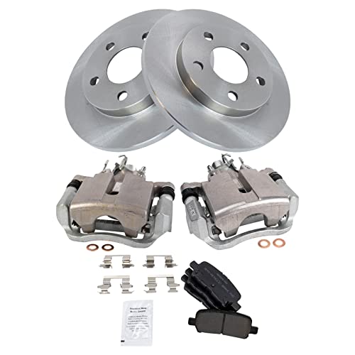 Image of TRQ Rear Brake Pad and Rotor Set Semi Metallic Solid Rotors Calipers Compatible with 2004 Pontiac Grand Prix