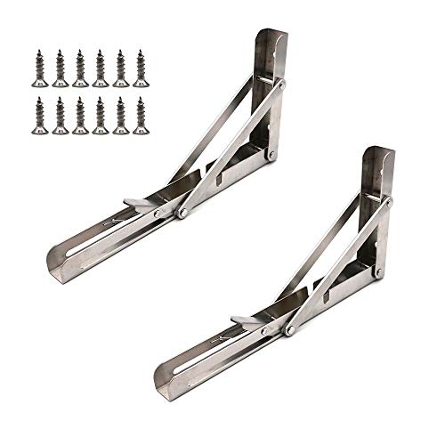 2個のNUZAMAS 12インチ折りたたみシェルフブラケット、12インチ折りたたみシェルフブラケット、折り畳み式シェルフ、テーブル、ベンチのセット、小さなスペース、家、アパート、寝室、ランドリー、キャラバン、オフィス用