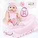 DOTVOSY 12 inch Realistic Adoption Girl Baby Doll Playset with Knit Clothes and Accessories Includes Pacifier,Disposable Diaper,Blanket,Bib,Feeding Bottle and Other Stuff