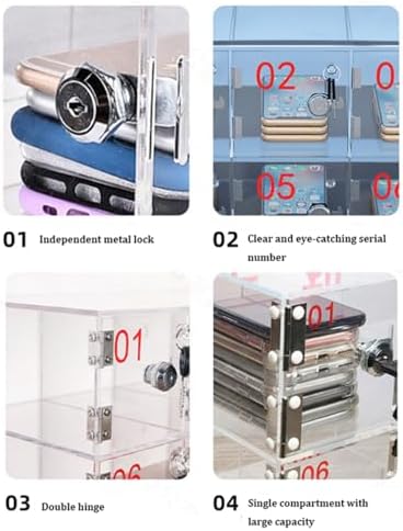 Acrylic Cell Phone Lock Box 100 Slots, Clear Wall-Mounted Storage Locker with Door Locks & Keys, Ideal for Classroom, Office & School Use, Secure Cell Phone Storage Solution