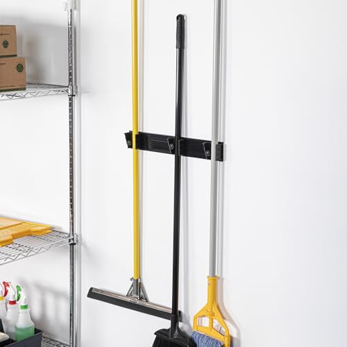Restaurantware 17.7 Inch Snap-In Design Mop Holder, Black Plastic, 3 Customizable Slots, Screws Included by Restaurantware - Image 8