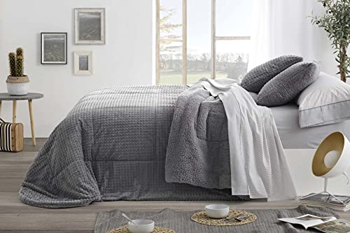 Burrito Blanco | Colcha edredón Invierno con Borreguillo, 434 Gris | para Cama de 135 cm (+ Medidas Disponibles) | Edredones Invierno 135 | Cama Doble 135