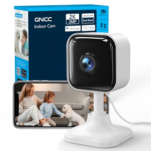 GNCC 2K 3MP Telecamera WIFI Interno Supporta 2.4G/5G WiFi, Videocamera