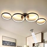 GBLY Lámpara de techo LED regulable lámpara de salón moderna 88cm en óptica de anillo Lámpara de techo interior negra de 55W hecha de aluminio Araña decorativa para dormitorio sala de estar oficina