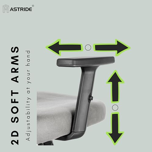 Image of ASTRIDE Aevin Pro Ergonomic Office Chair for Work || 7 Years Warranty || Multi Lock Synchro Mechanism || 2D Soft Arms || 3D Headrest || [Heavy Duty Metal Base, Grey]