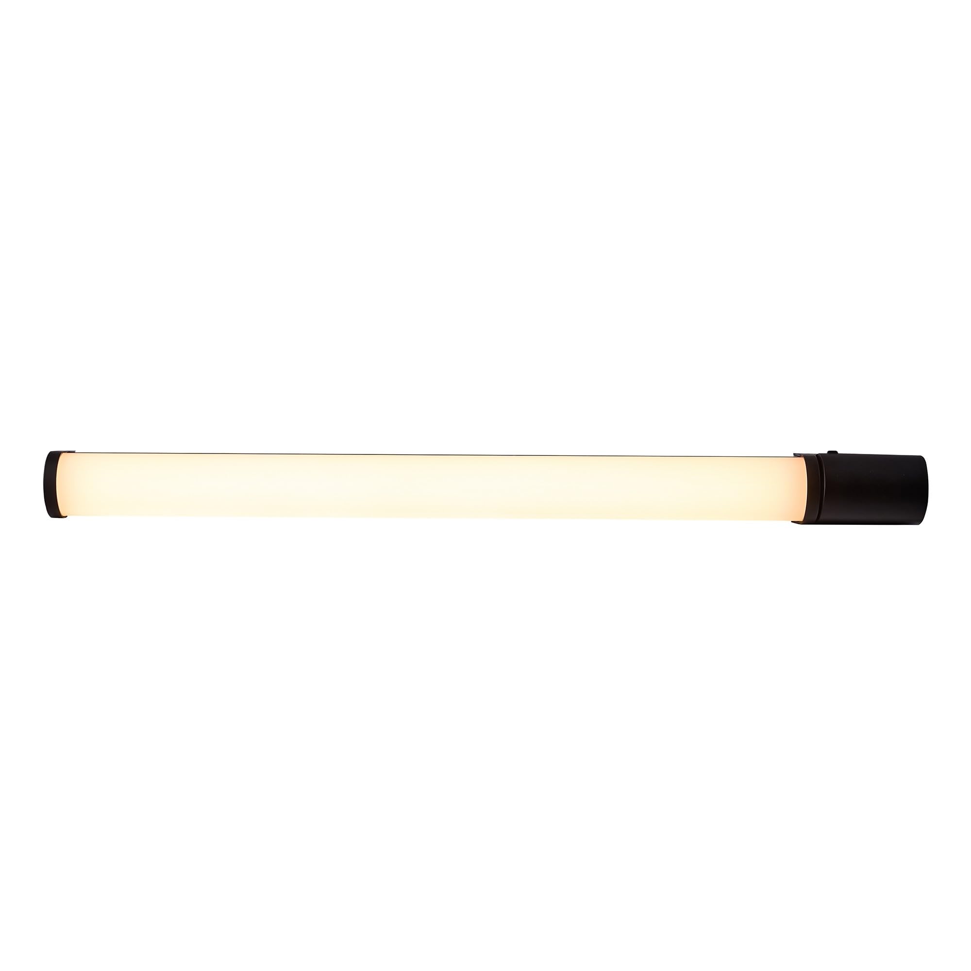 Nordlux LED Wandleuchte für Bad & Spiegel – IP44 Spritzwassergeschützt, 3000K Warmweiß, 1200 Lumen, Integrierte Steckdose, Schalter an Leuchte – Ideal für Badezimmer, Aluminium Schwarz