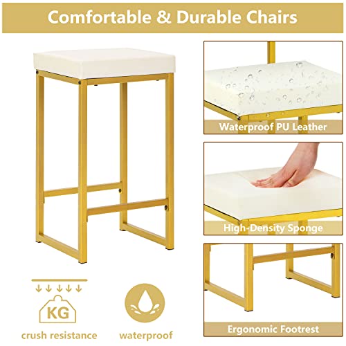 Recaceik 3-Piece Modern Bar Table Set, Pub Table Dining Table Set With Open Storage Shelves, Bar Table And Chairs Set With 2 Pu Bar Stools, Counter Height Table Kitchen Table Set For Small Space #TOP1