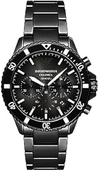 Emporio Armani Relógio masculino cronógrafo pulseira de cerâmica