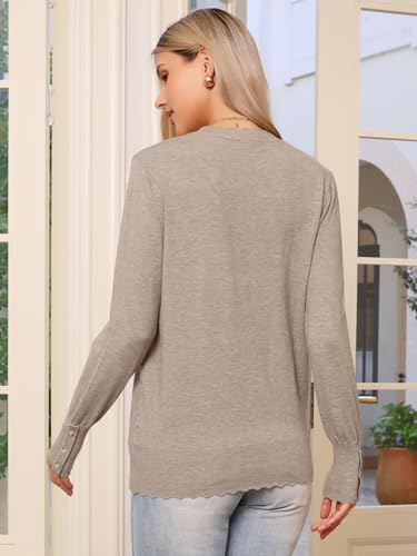 Allegra K Lightweight Sweaters for Women Crew Neck Long Sleeve Wave Hem Casual Fall Outfit 2025 Soft Pullover Sweater Tops3