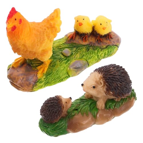Toyvian 2piezas Mini Decoraciones De Animales De Figuras De Erizo Pequeñas Adornos para Paisajismo Figuras De Escritorio Adorables Suministros De Jardinería para Interiores