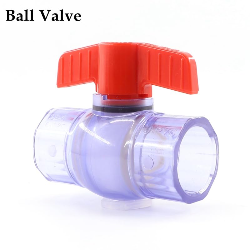 Zawór kulowy PVC z gwintowanym zamknięciem, Przezroczyste złącza PCV 20-50 mm Trójnik z kulką Sprawdź drenaż akwarium ogrodowego(Union Ball 20MM)