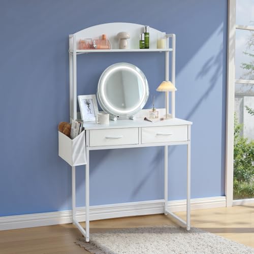 31.5" Small Makeup Vanity Desk with Storage, Power Outlets, 2 Drawers - image 2