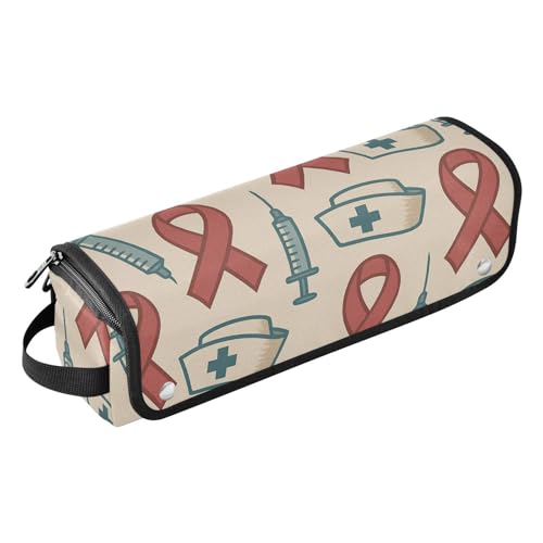 Estuche de viaje 2 en 1 para plancha y rizador con alfombrilla resistente al calor, organizador de accesorios para peinado, bolsa retro médica para mujeres miniatura 1