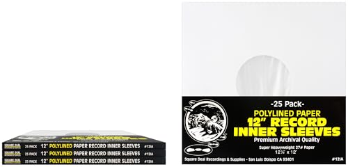 (100) 12" Premium Polylined Heavyweight Record Inner Sleeves - Archival Quality, Heavyweight Paper & Plastic #12IA