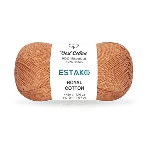 Image of Estako Royal Cotton, 100% Mercerized Giza Cotton Yarn, Soft, Super Fino 1 for Crochet and Knitting 1.76 Oz (50g) / 137 Yrds (125m) (5093)