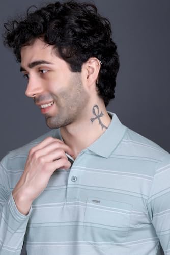 Image of Full Sleeve Polo T Shirt for Men Cotton with Pocket and Collar - Regular Fit Tshirt