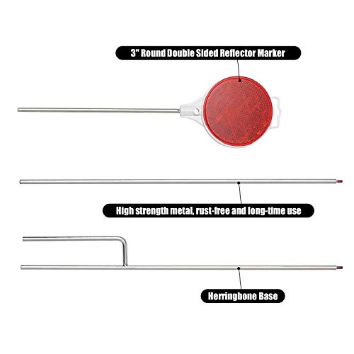 CZC AUTO Red Reflective Driveway Markers 37.5-inch Double Sided Metal Post Driveway Reflectors for Easy Visibility at Night or Any Weather 8 Pack
