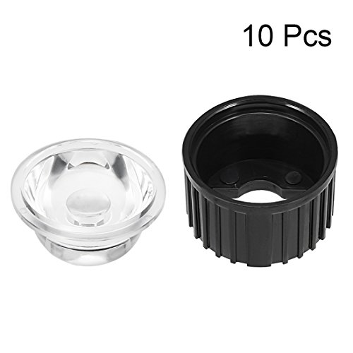 uxcell 10 piezas lente LED 20mm 90 grados con soporte negro miniatura 2