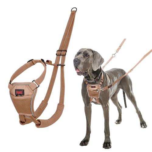 Pettorina anti-trazione HALTI - Per impedire al cane di tirare il guinzaglio, regolabile, leggera e semplice da utilizzare. Pettorina da addestramento per cani grandi (Taglia L, Sabbia del Deserto)
