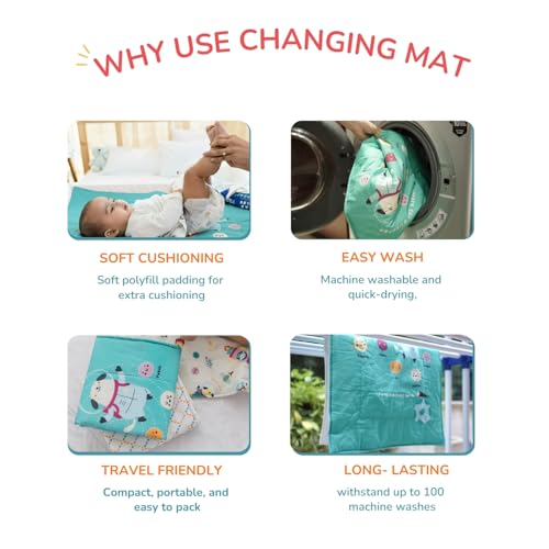 Image of Tidy Sleep Baby Changing Mat - Waterproof, Foldable, Padded Diaper Changing Sheets for Newborns & Infants - Jurassic Dino Boy (65 cm x 45 cm)
