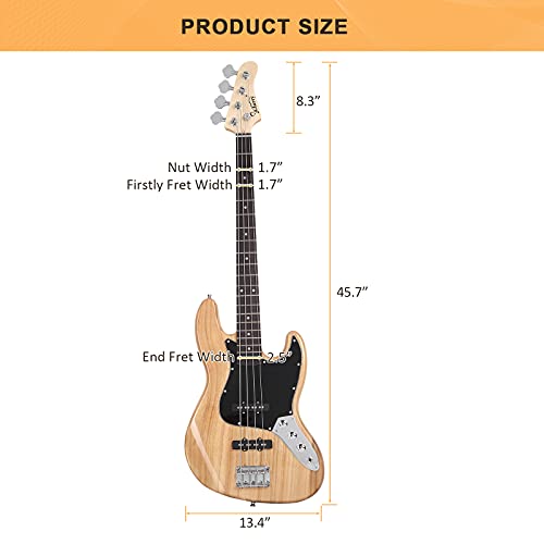 Glarry 4 String Gjazz Electric Bass Guitar Full Size Right Handed With Guitar Bag thumb #2