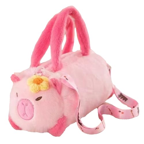 Y2K Cute Plush Capybara Panda Crossbody Bag for Women Funny Pink Mini Cartoon Shoulder Bag Daypack Handbag for Travel