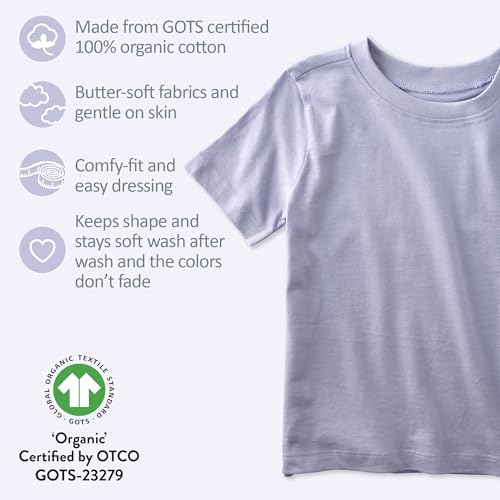 Image of Butterblu Taylor 5-Pack Toddler Short Sleeve T-Shirts 100% Organic Cotton for Toddler Boys and Girls​