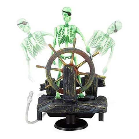 1 Piece Halloween Aquarium Ornament Scary Pirate Fish Tank Ornaments Movable Skeleton For Fish Tank Aquarium Decoration Aquarium Landscape Decorations Halloween Home Decoration Cover