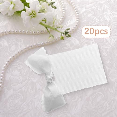 Lot de 20 cartes de table blanches avec ruban en papier - 5