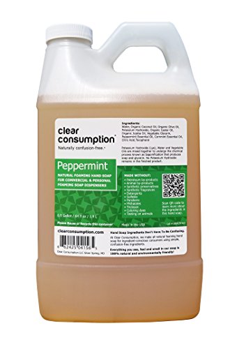 Clear Consumption Natural Peppermint Foaming Hand Soap Refill 1/2 Gallon (64 oz) - Made from USDA Organic Vegetable Oils - For Commercial & Personal Foaming Soap Dispensers