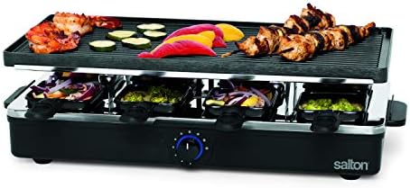 Salton Raclette Indoor Electric Party Grill & Raclette, 8 Person, Black