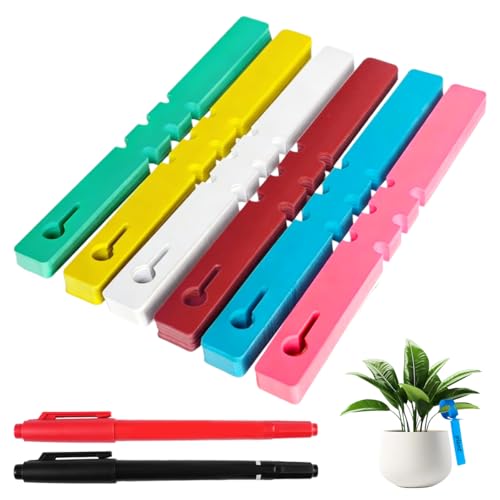 300 Stück Pflanzenschilder zum Beschriften mit 2 Markerstiften Kunststoff Pflanzenetiketten Pflanzenschilder für Draussen Wetterfest für Gemüsebeete Gartenarbeit Draußen(6 Farben 21 x 2cm)