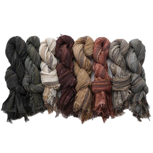 Pañuelos de algodón y lino a rayas para hombre bufanda casual pashmina 2