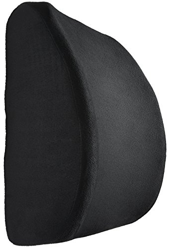 FitPlus Lumbar Support, Premium Deluxe Thick Lumbar Support Cushion Memory Foam! - with Cover for Home Office Or Car Seat Cushion (Black)