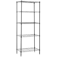 Amazon Basics 5-Shelf Narrow Storage Unit With Height Adjustable Shelves & Levelling Feet, Black, 60.1cm x 35.6cm x 152.4cm, No Wheels