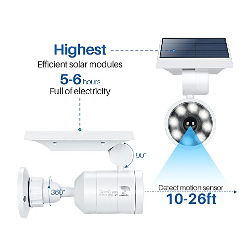 Motion Sensor Outdoor Solar Lights Waterproof Aluminum alloy(Not plastic) Solar Spot Lights, Solar Motion Detector Lights for Outside Patio Porch Wall Driveway Garden, 100-Week FREE Refund/Replacement