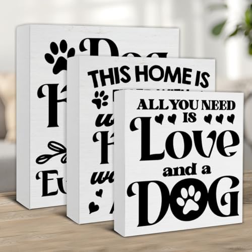 3-Pcs-Dogs-Wood-Signs-Decor-Dog-Lover-Wood-Block-Signs-Farmhouse-Dog-Themed-Wooden-Box-Signs-Decorations-for-Home-Tiered-Tray-Desk-Table-Shelf 3 Pcs Dogs Wood Signs Decor Dog Lover Wood Block Signs Farmhouse Dog Themed Wooden Box Signs Decorations for Home Tiered Tray Desk Table Shelf