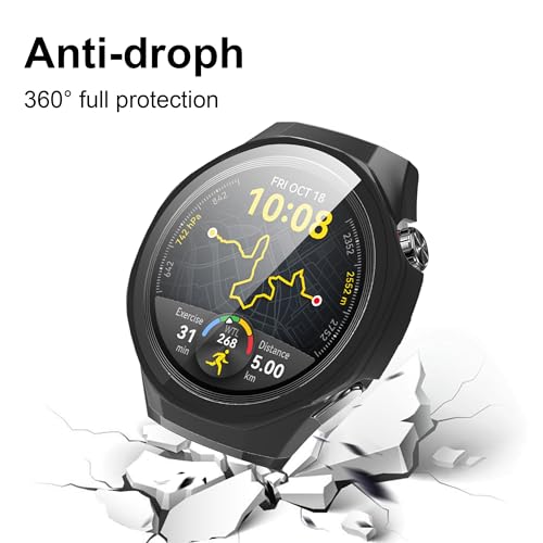 Suttkue for Huawei Watch GT 5 pro 46mm Screen Protector case, Rigid PC Shell Membrane in one Piece, Scratch-Proof and Shock-Proof,Ultra-Thin-Clear and Black