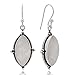 925 Sterling Silver Moonstone Vintage Marquise Shape Rope Edge Dangle Hook Earrings 1.4"