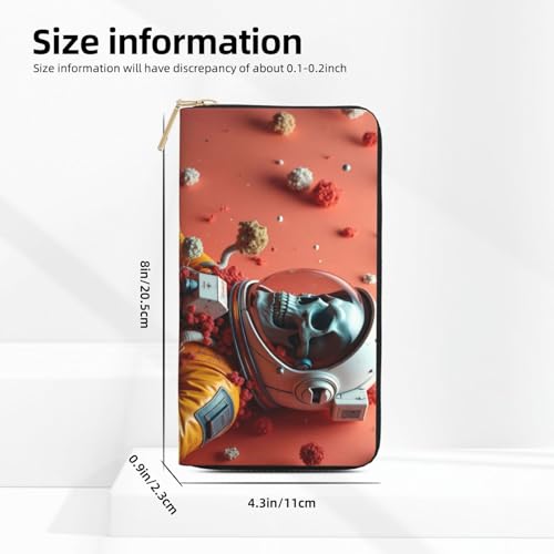 Cool Orange Astronaut Skull Print Wallet Women, Leather Bifold Multi Card Wallet, Long Purse Women's Wallets2