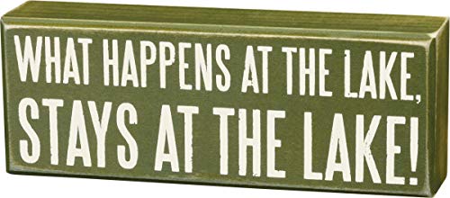 Primitives by Kathy 21113 Distressed Green Box Sign, 8 x 3-Inches, Stays at The Lake