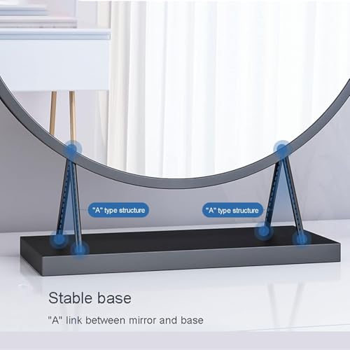 Espejo redondo de pie con base resistente y 30 cm de diámetro para afeitado 6
