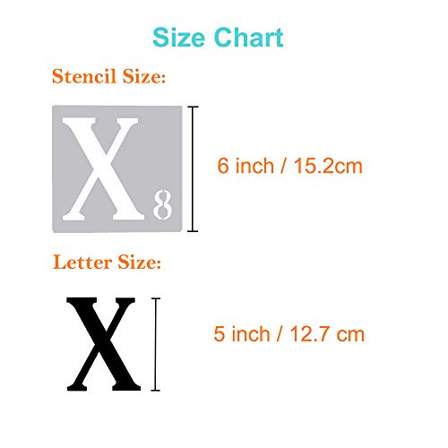 Letter Stencils for Painting On Wood 6 Inch,27pcs Alphabet Number Stencils Templates,Reusable& Flexible for Drawing On Canvas, Paper,Fabric, Floor, Wall and Tile